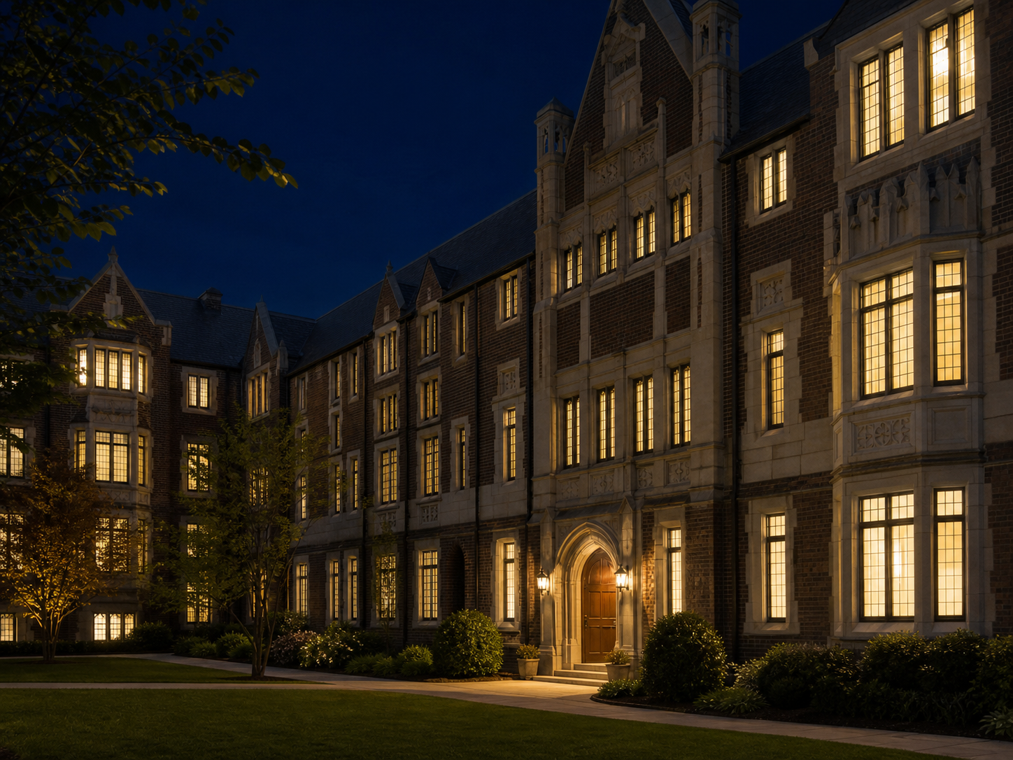 学生宿舍楼夜景