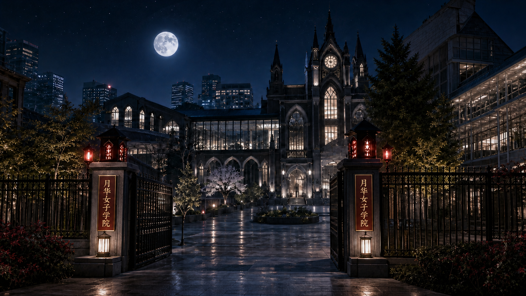 月华女子学园主教学楼夜景